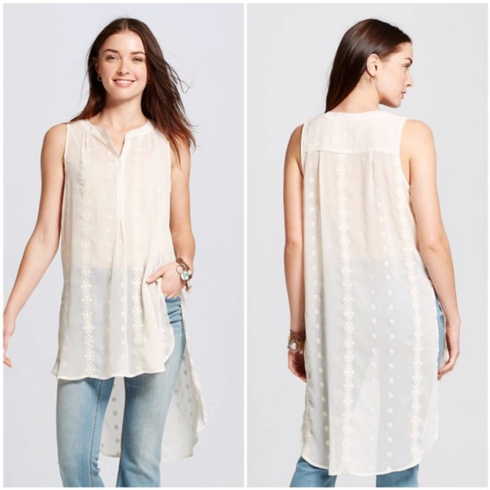 NWT Knox Rose l Ivory Sheer HighLow Tunic Festival
